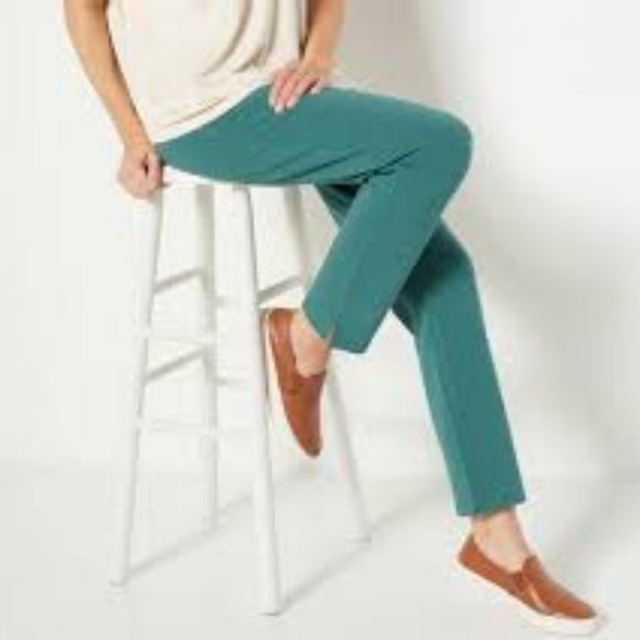 NWT DENIM & CO. ACTIVE FRENCH TERRY PULL-ON PANTS DEEP PINE XXS (TALL) - Picture 2 of 6